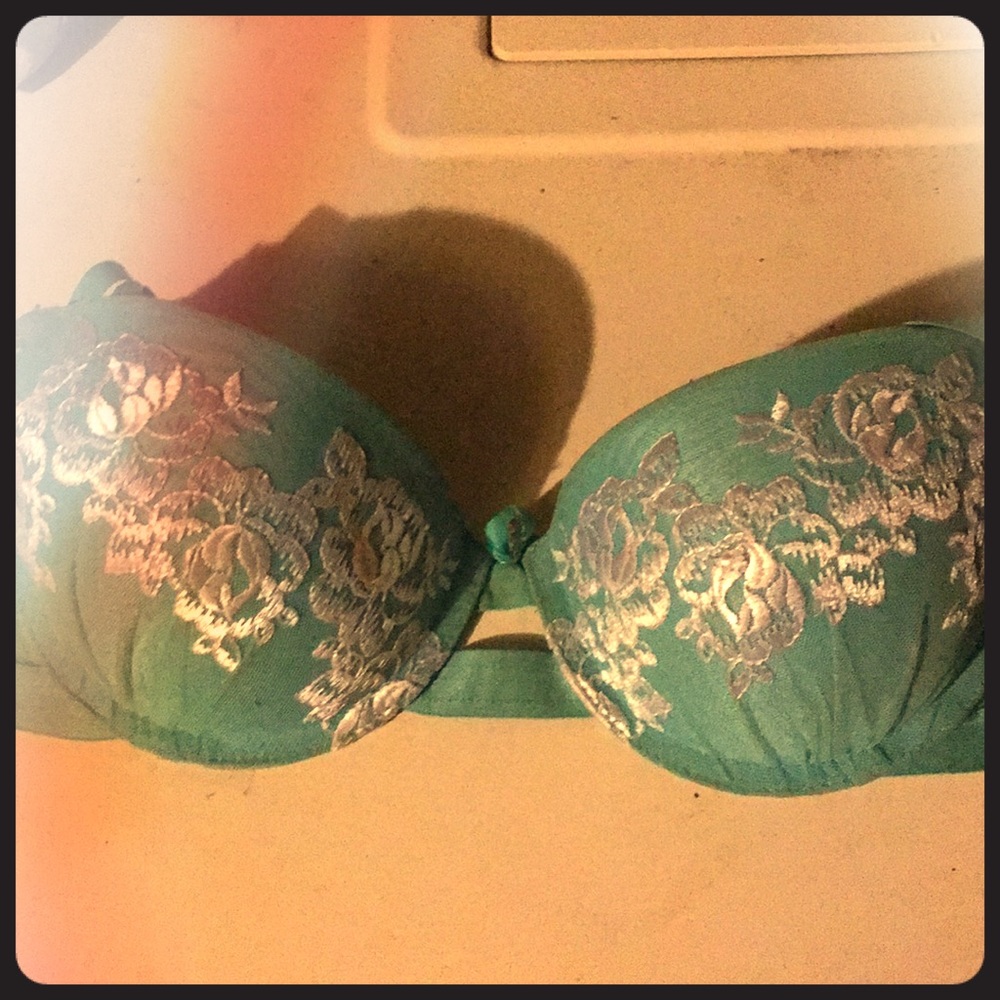 Light Blue White Lace Bra